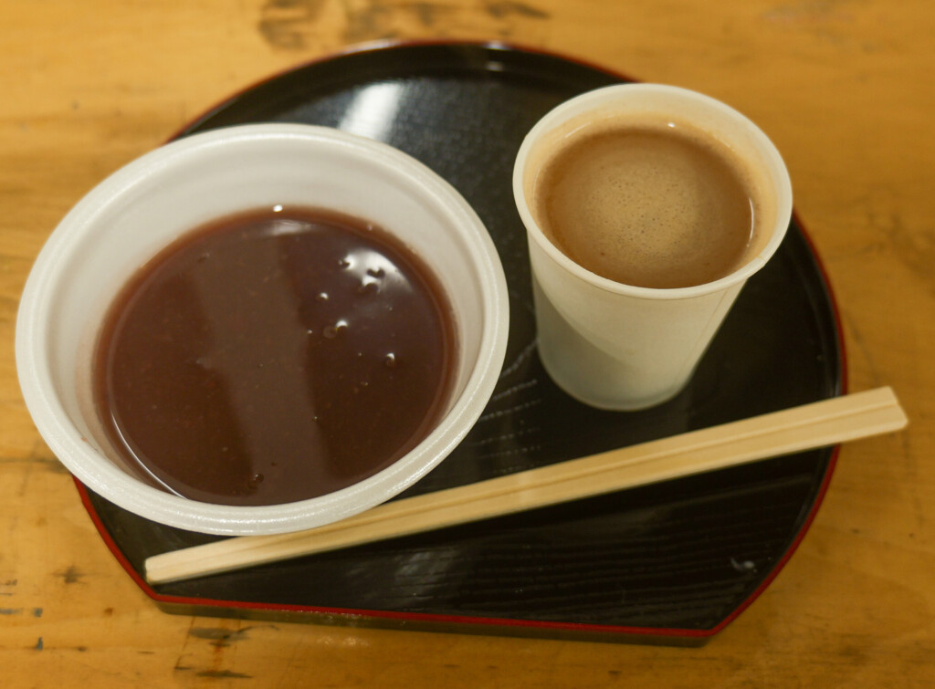 おしるこ、ホットコーヒー