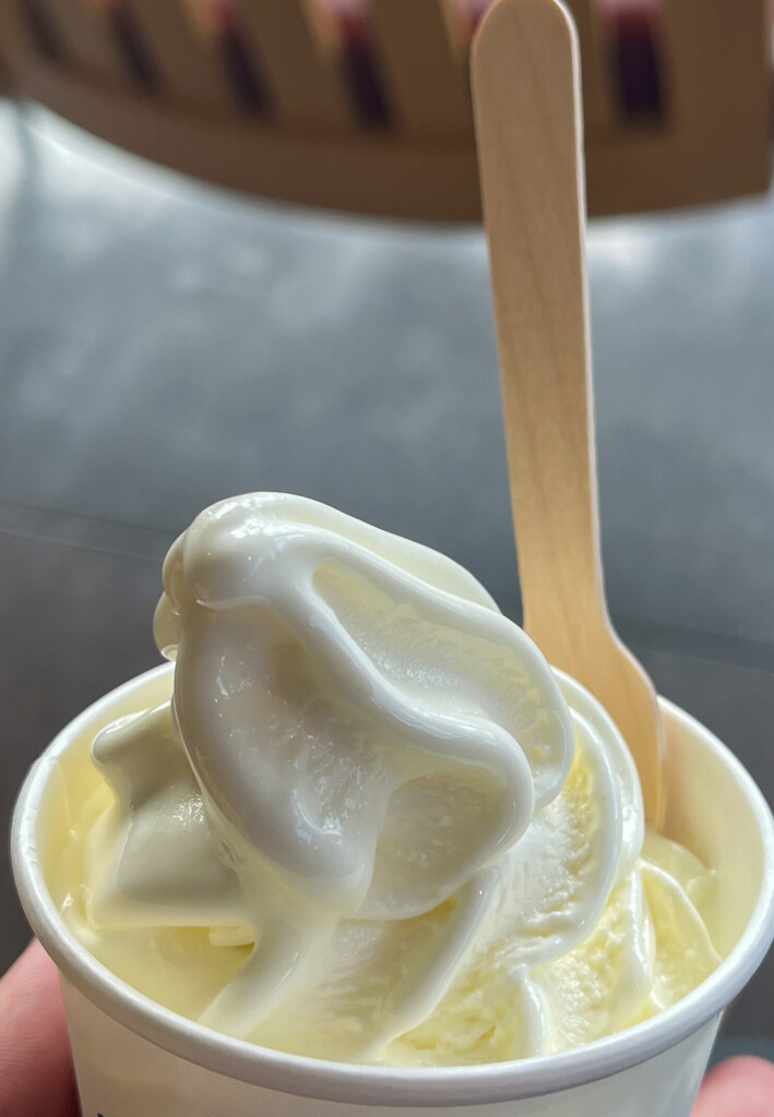 エスペリオで購入したカップ入りのおこっぺ牛乳ソフトクリーム